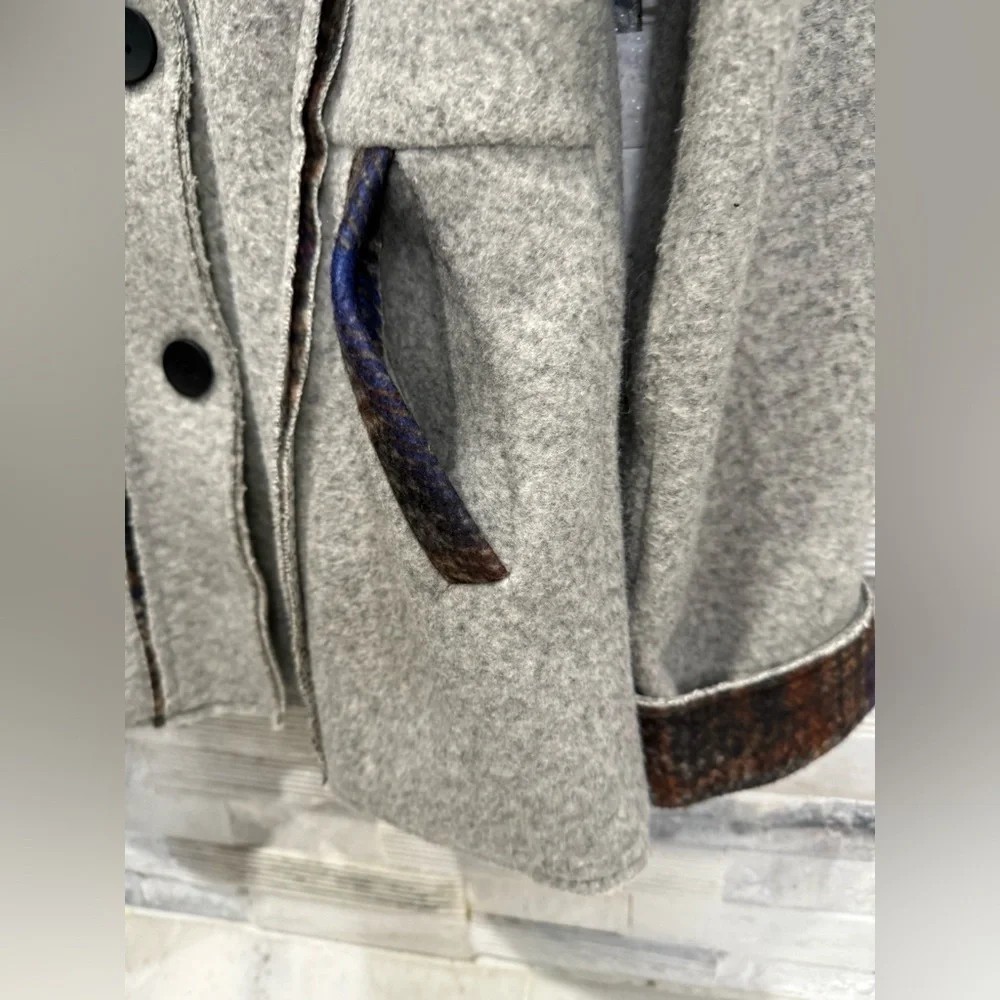 Trisha Tyler Women's Size-M Gray Fleece Coat Jacket Lagenlook